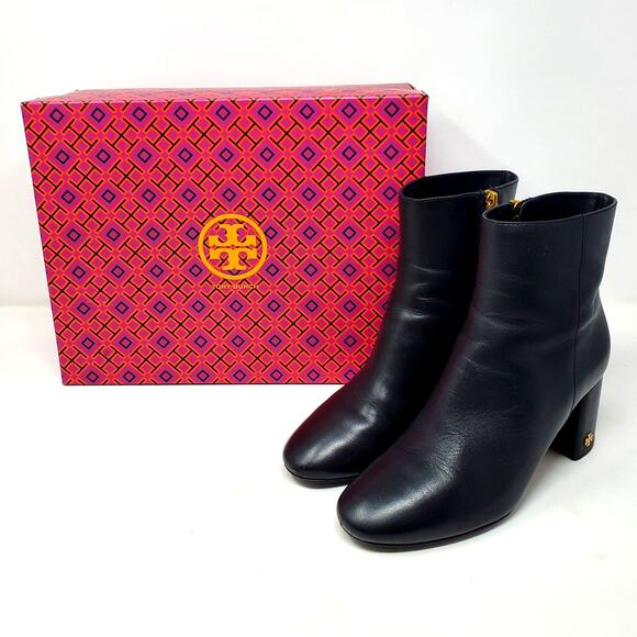 Tory Burch Brooke 70MM Ankle Boot Calf Leather Perfect Black 46063 Size US 7 - Picture 2 of 12